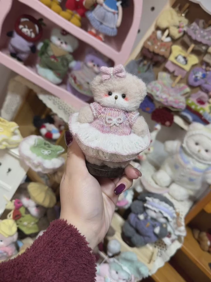 Hand-Knit Silver Bear